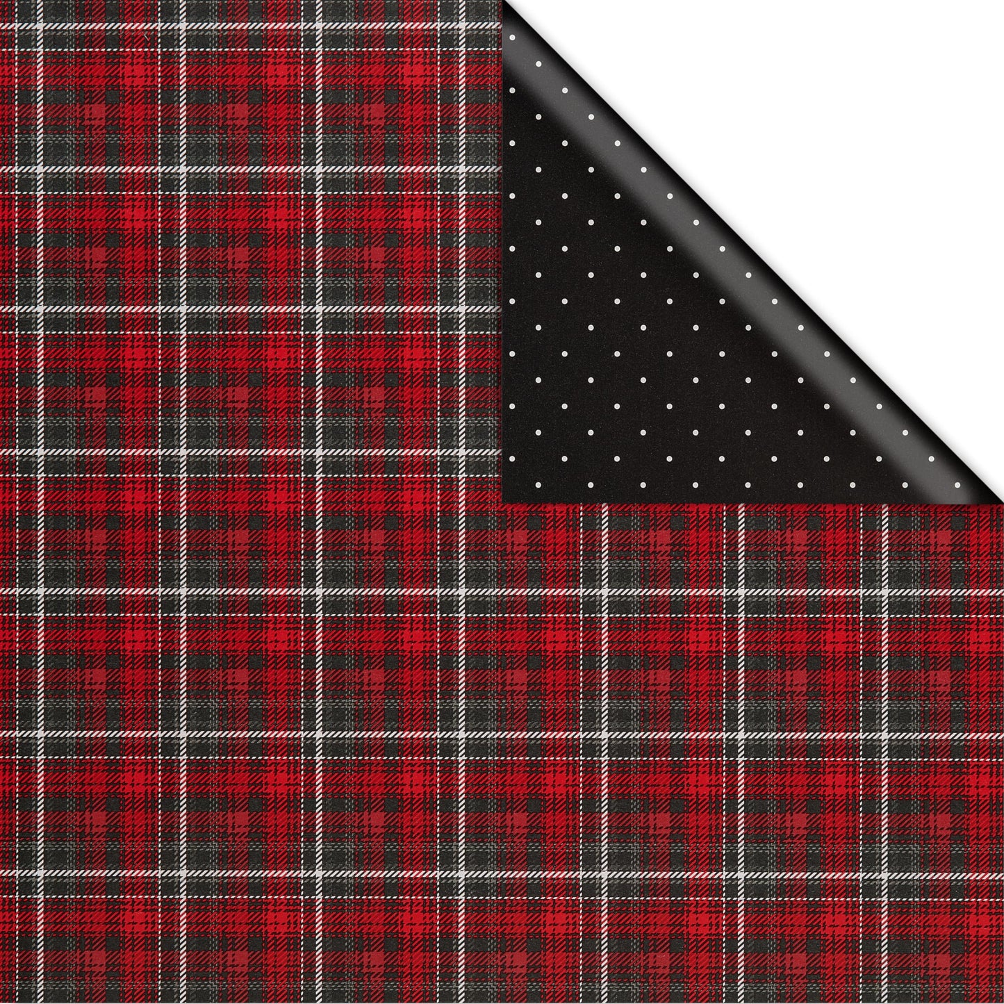 American Greetings Jumbo Reversible Wrapping Paper Roll for Christmas, Red and Black Holiday Gift Wrap (175 sq. ft., 1 Extra Large Roll-30 in. x 70 ft.) Polka Dots and Plaid