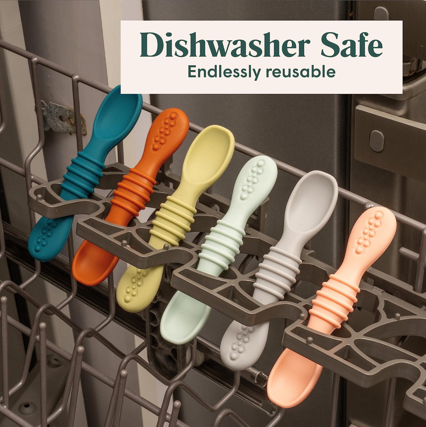 Simka Rose Silicone Baby Spoons Self Feeding 6 Months - First Stage Infant Spoons for Babies & Toddlers- Baby Led Weaning Spoons Set of 6- Easy on Gums Food Training Utensils Dishwasher Microwave Safe