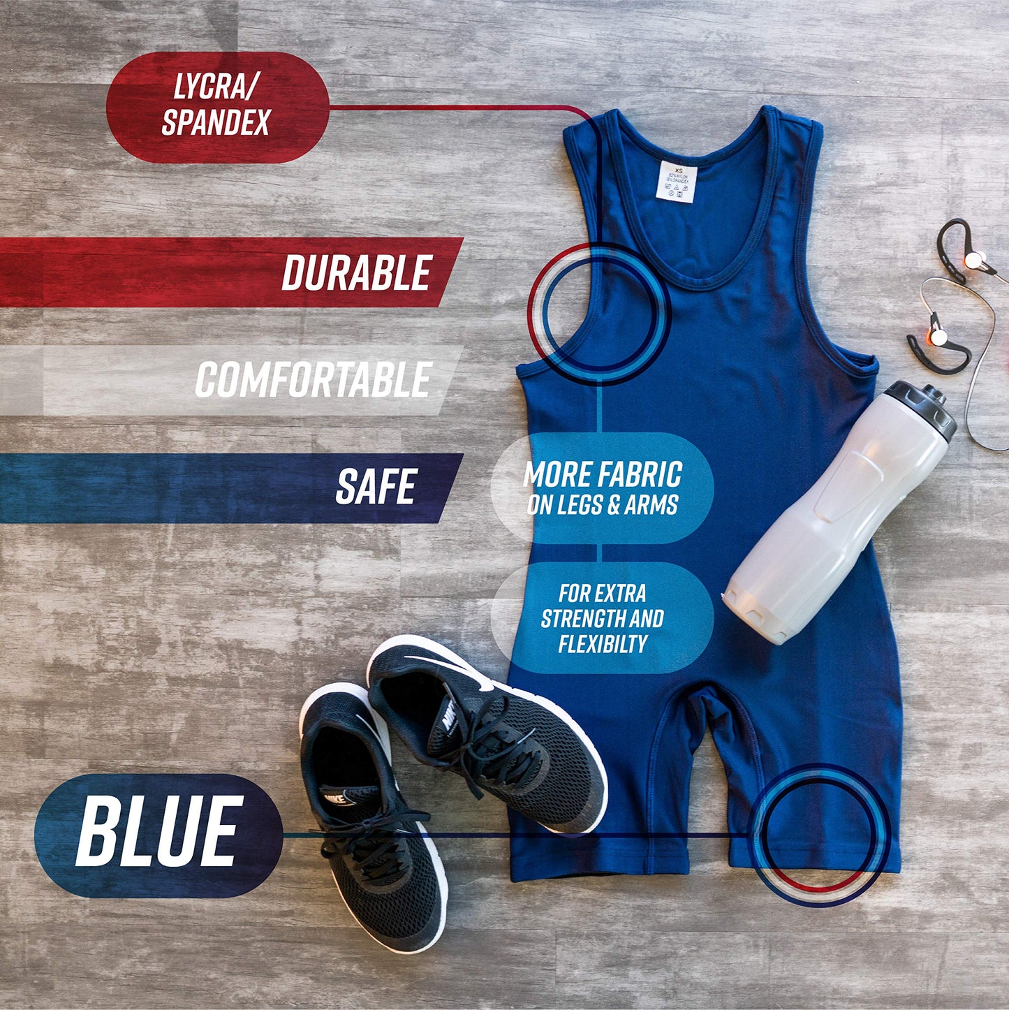 4 Time All American Wrestling Singlet: Black, Navy Blue, Red, Teal sizes 4XS-5XL (XS 71-90 lbs., Navy)