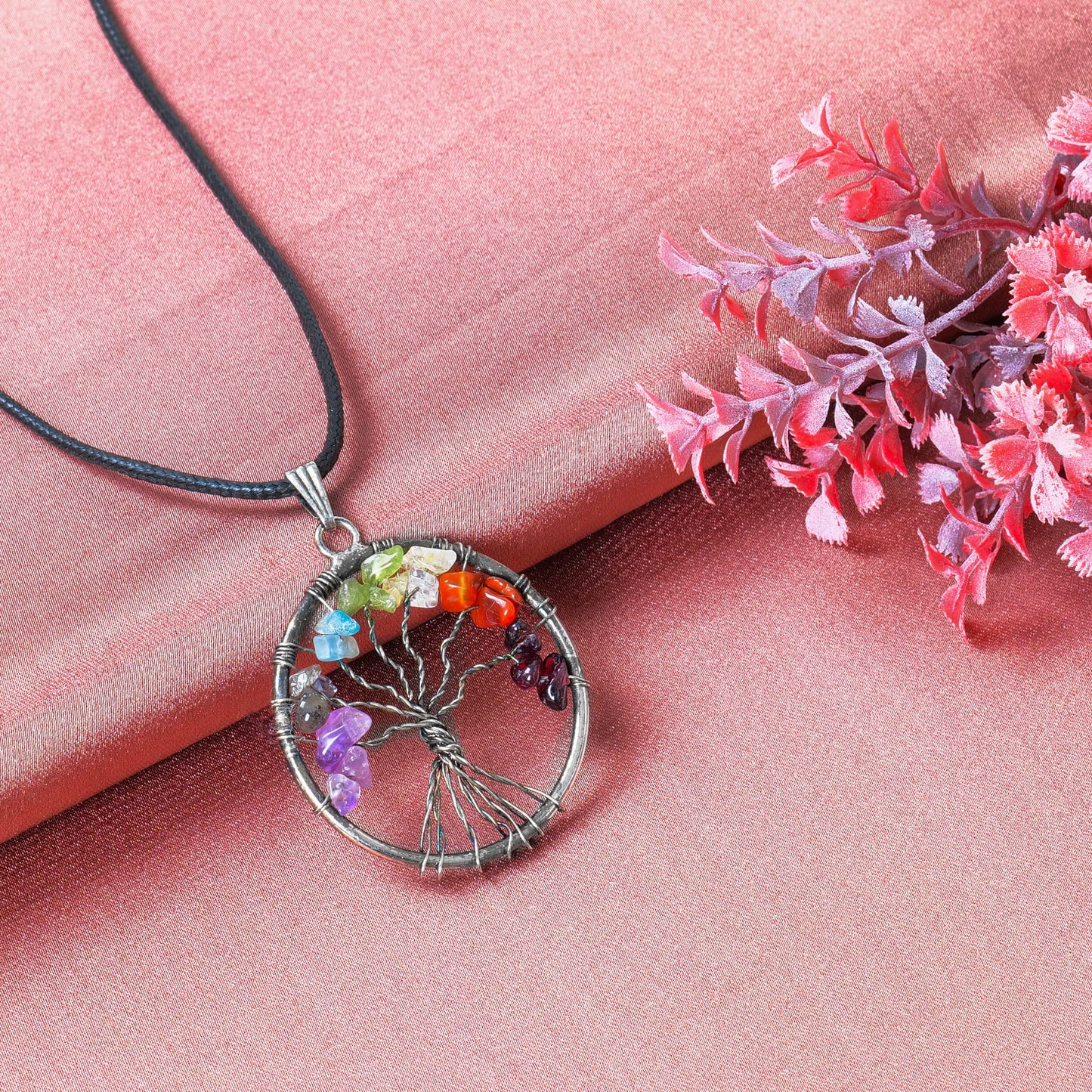 PYOR Chakra Tree - Crystals and Healing Stones - House Warming Gifts New Home - Gemstones - Knick Knacks for Shelves - Hippie Room Decor - Crystal Decor - Tree of Life Necklace