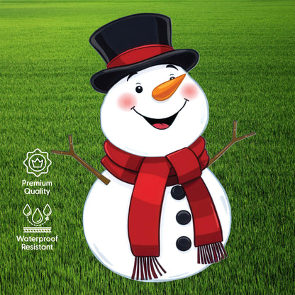 Christmas Snowman Classic Yard Sign for Home Decor and Lawn Decoration With Stakes, Green Merry Christmas Sign Tree Snow Man 3