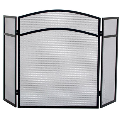 Fire Vida Milton Fire Screen Spark Guard Arched, Metal, Black