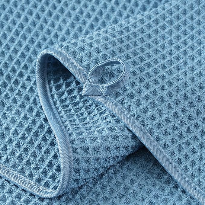 Microfiber Waffle Face Towels, 2 Pieces, Fast Drying, Lint Free 430 GSM