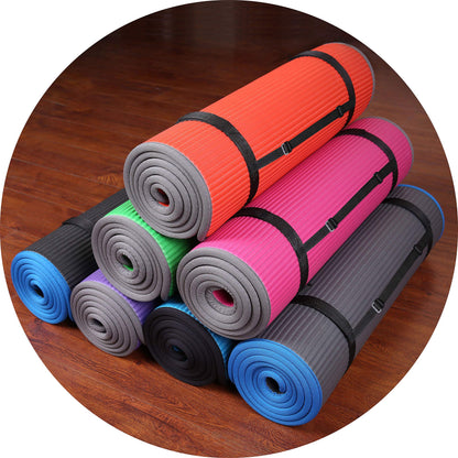 Fitvids All-Purpose 2/5-Inch (10mm) Extra Thick High Density Anti-Slip Exercise Pilates Yoga Mat with Carrying Strap, Multiple Colors