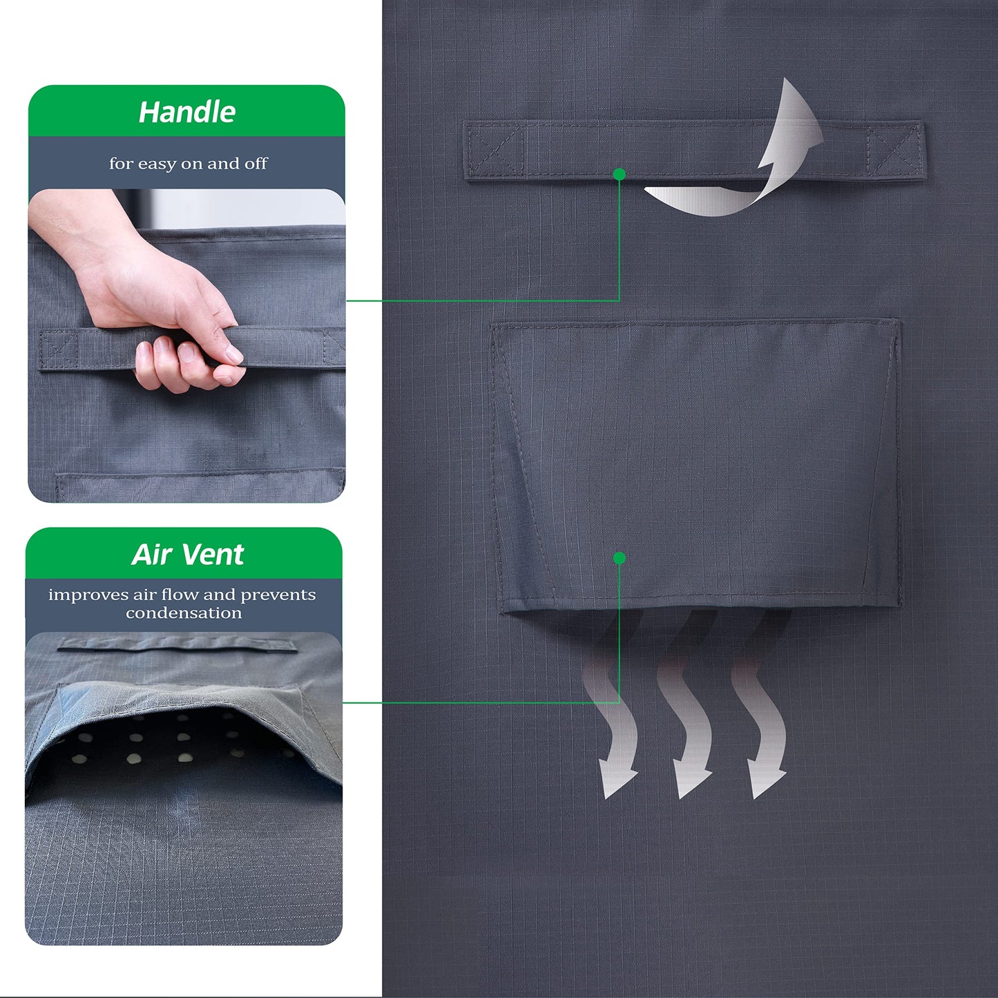 F&J Outdoors Heavy Duty Waterproof Anti-UV Rip-stop Fabric Extra Large Patio Furniture Covers, Grey, 180"x96"x36"