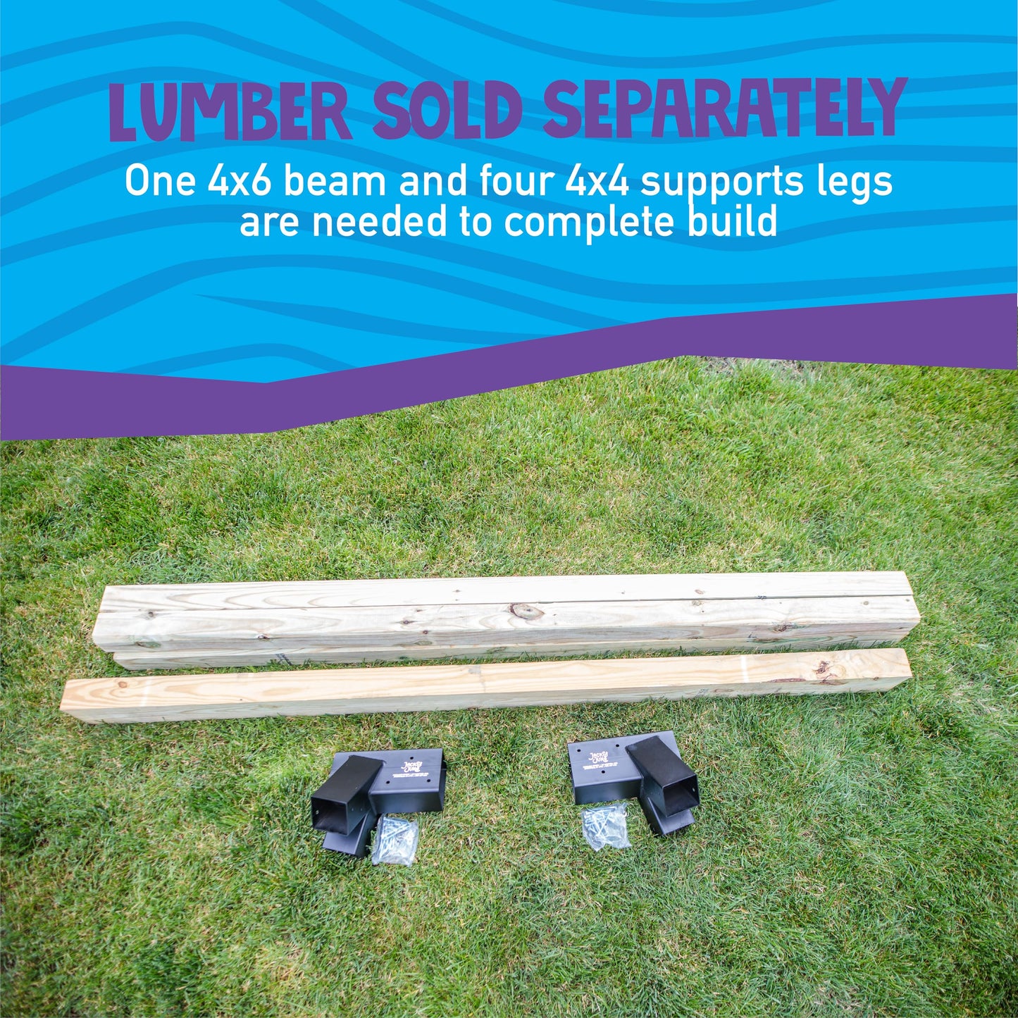 Jack & June Heavy-Duty DIY Wooden Swing Set Kits - Metal Bracket and Hardware for Safe, Easy Playset Installation