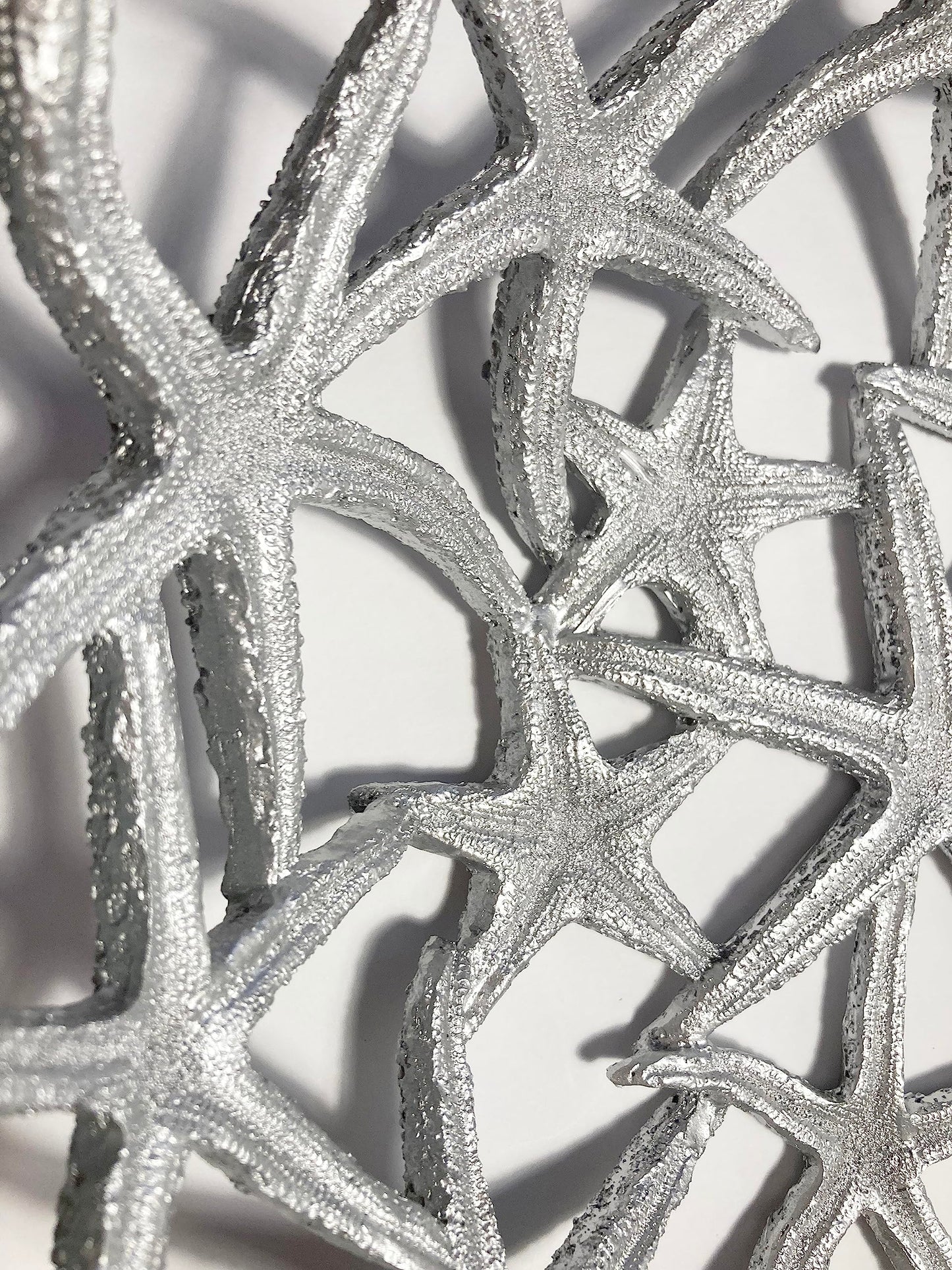 Mazeology Nautical Beach Starfish Centerpiece Bowl 11” Diameter Cast Resin Decorative Shiny Silver