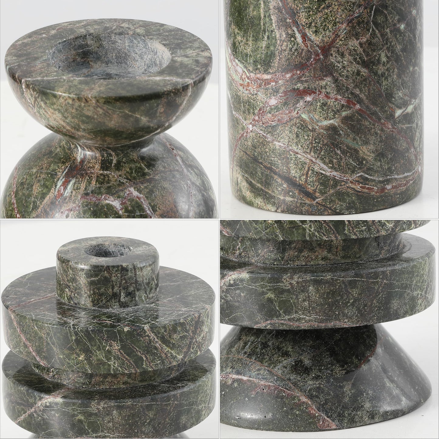 SAFAVIEH Home Collection Thea Green & Red Candle Holder Set of 2 (Fully Assembled)