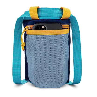 Oso Supply Co - Chalk Bag for Rock Climbing, Bouldering Chalk Bag Bucket with Quick-Clip Belt, Zippered Pockets and Pouch - Perfect Indoor/Outdoor Rock Climbing Gear Equipment (Powder Blue/Yellow)
