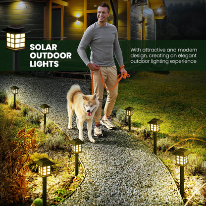 GIGALUMI Solar Lights Outdoor Garden, 8 Pack Garden Lights Solar Powered Waterproof, Solar Lights Outdoor, Landscape, Path, Yard, Patio, Driveway,Pathway,Warm White,Auto ON/Off