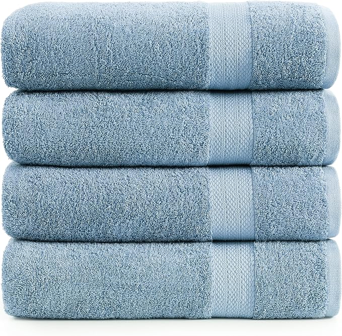 LANE LINEN 100% Ring Spun Cotton 4 Pack Bath Towels