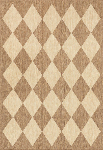nuLOOM Outdoor Performance Collection Sabina Brown/Ivory, 8' x 10', Soft and Cozy, High Traffic, Stain Resistant, Easy Clean, Durable Area Rug for Indoor/Outdoor Patio, Deck, Porch, Garden, Courtyard