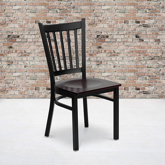 Flash Furniture HERCULES Series Black Vertical Back Metal Restaurant Chair
