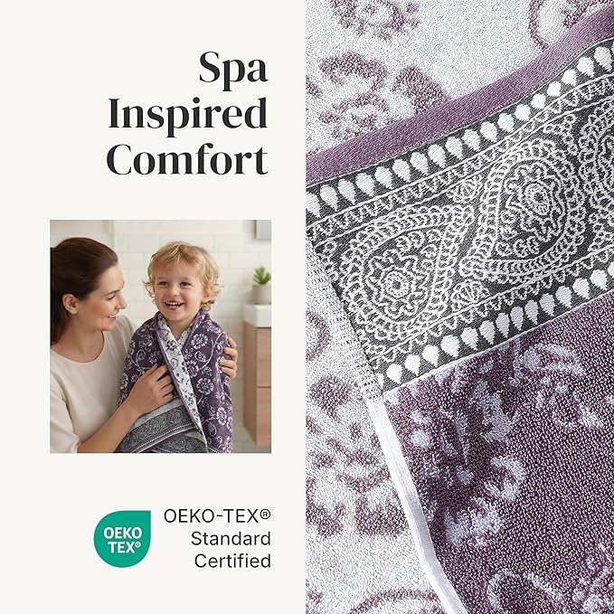 Modern Threads Ophelia 6-Piece 100% Cotton Towel Set – Reversible Yarn Dyed