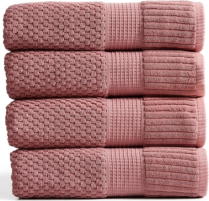 NY Loft 100% Cotton Bath Towel 4 Pack | Super Soft & Absorbent Quick-Dry Bath