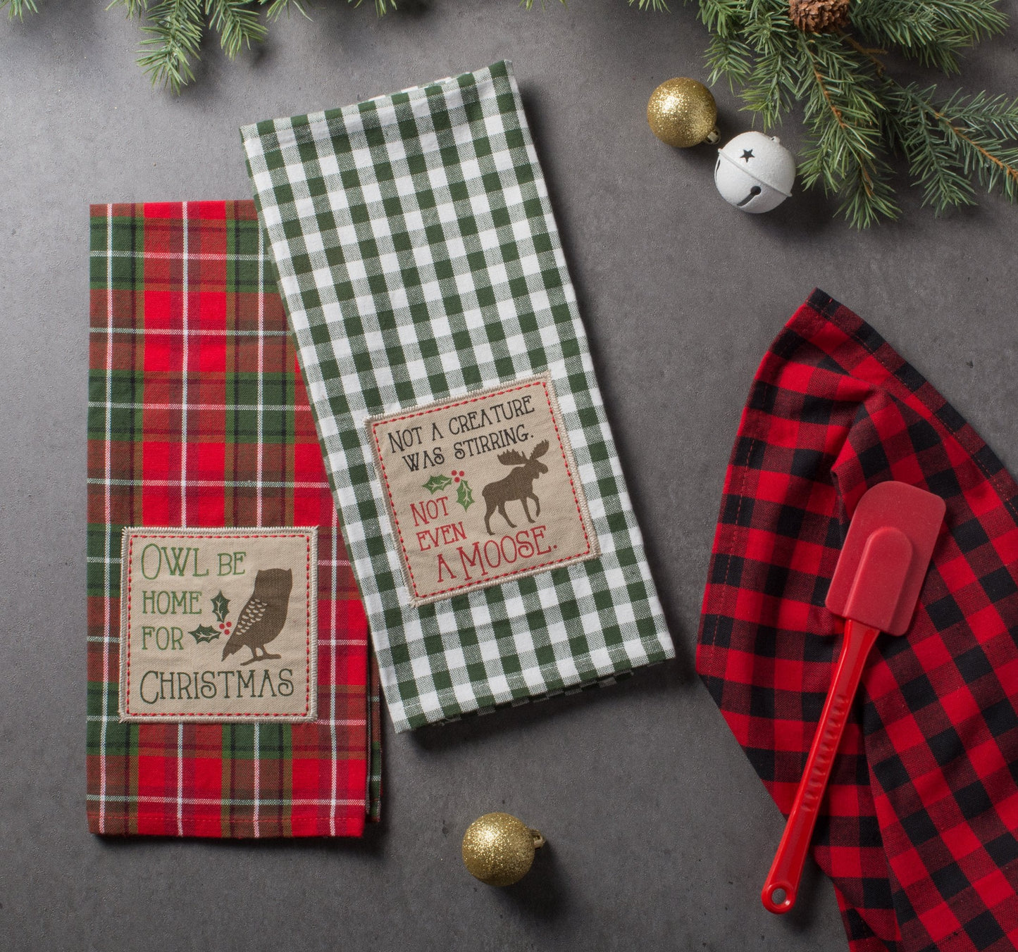 DII Holiday Kitchen Towels Embroidered Dish Towel Set, 18x28, Cabin Christmas, 3 Piece
