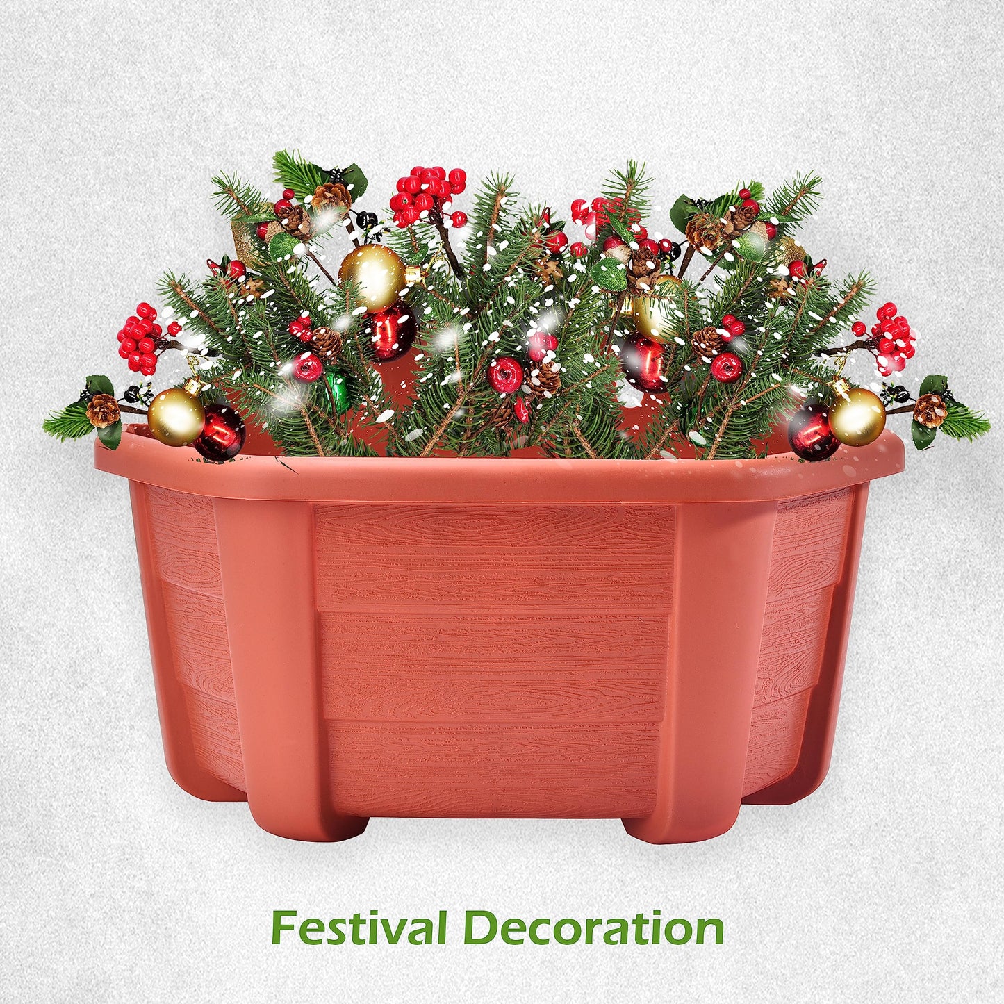 ORIMERC 9.8 inch 8 Pack Brick Red Wall Hanging Planters for Indoor Outdoor Plants Hanging Plant Holder with Drainage Hole Fence Balcony Planters Railing Hanging Pot Plant Wall Mount Decor with Hooks