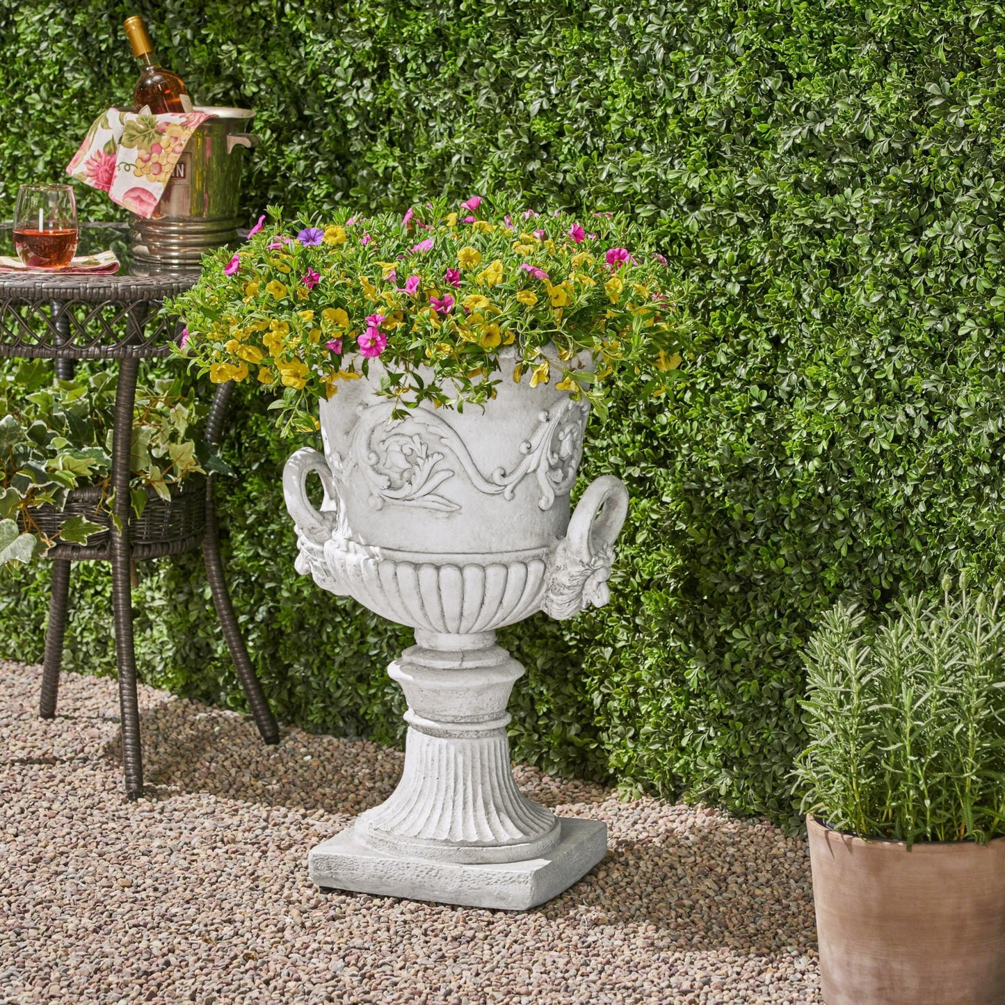 agnixnaf Garden Urn Planter,Outdoor Flower Pots,Durable Structure,Home Garden,Weather andater-Resistant,No Assembly Required