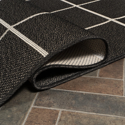 JONATHAN Y Grid Squares Indoor Outdoor Area Rug 8X10 Black/Cream, Modern for Backyard, Patio, Porch, Easy-Cleaning, High Traffic, Pet-Friendly, Non-Shedding (SMB200B-8)