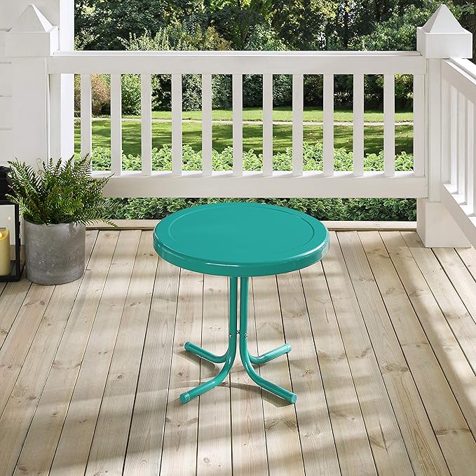 Crosley Furniture Griffith Weather Resistant Retro Metal Outdoor Side Table