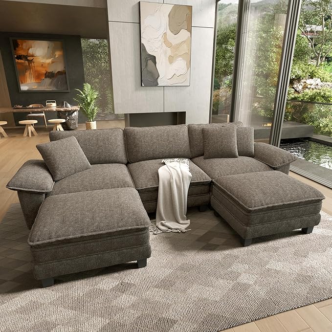 HERA'S HOUSE 124" Modular Sectional Sofa, Oversized U Shaped Couches