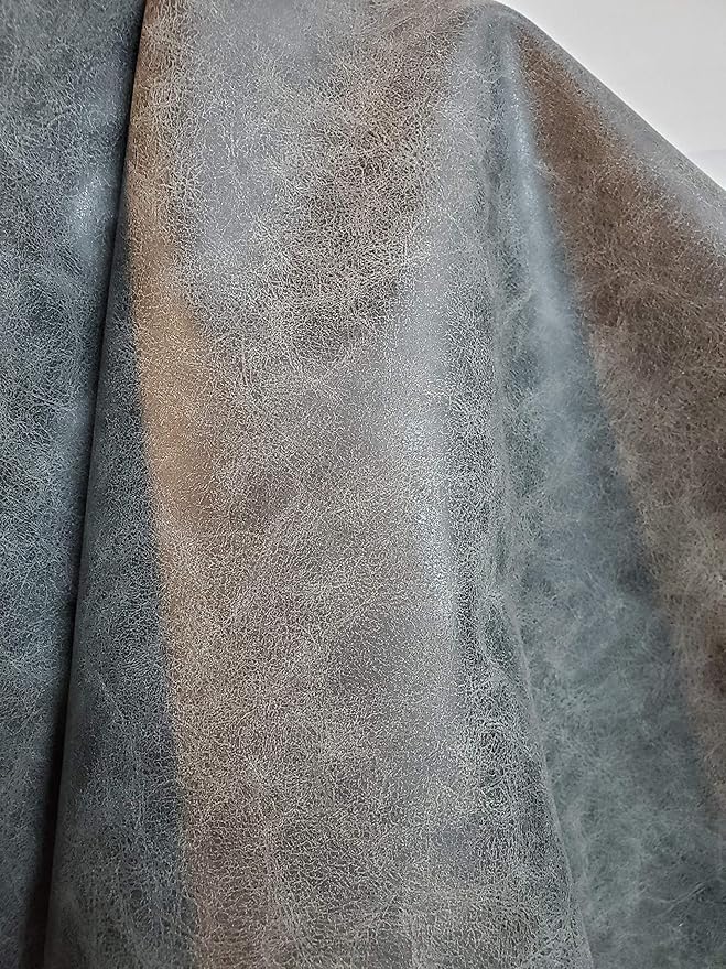NAT Leathers | Gray Distressed Crazy Horse Oily Faux Vegan Leather PU | 1 Yard
