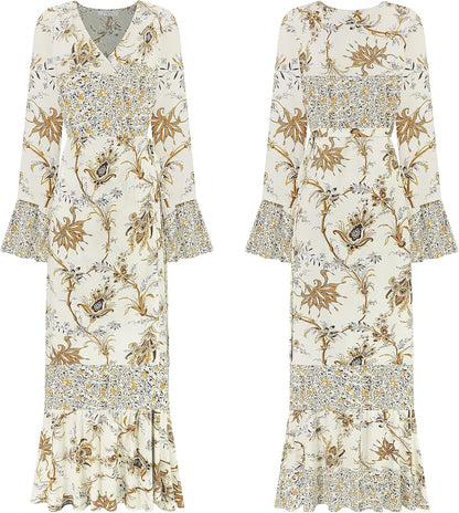 R.Vivimos Womens Summer Long Sleeve Cardigan Sexy Maxi Dresses