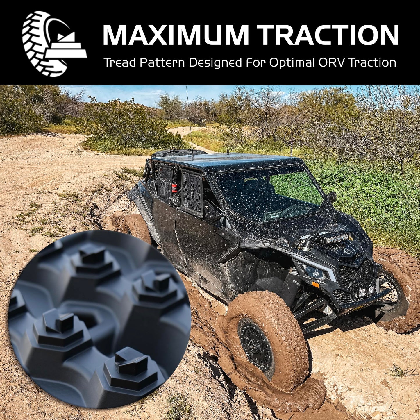Caliber XTrax Off Road and Snow Recovery Traction Boards and Mounting Kit Bundle, Black