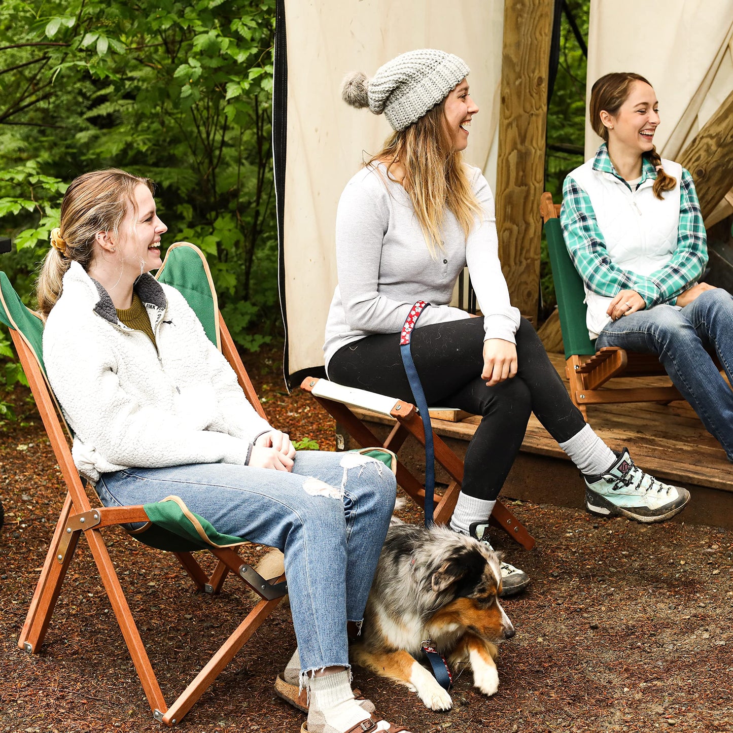 BYER OF MAINE Pangean Folding Stool – Canvas Camp & Wood Camp Stool for Portable & Outdoor Seating in Natural Color
