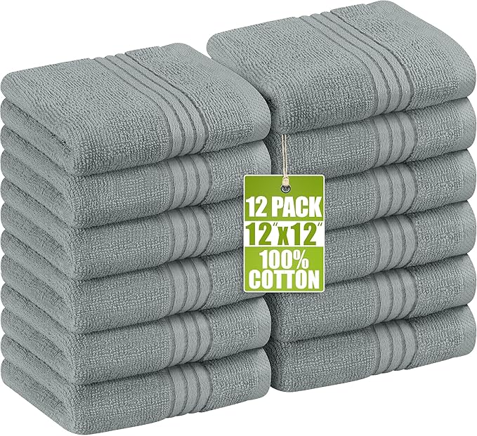 Utopia Towels Wash Cloths Set, 12 by 12 Inches, 100% Cotton Ring Spun, Highly