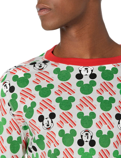 Amazon Essentials Disney | Marvel | Star Wars Men's Snug-Fit Pajama Sleep Sets, Mickey Holiday - Mens Snug-fit, Small