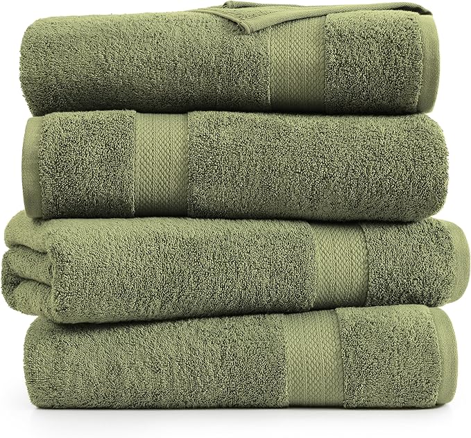 LANE LINEN 100% Mercerized Cotton Bath Sheet Set of 4