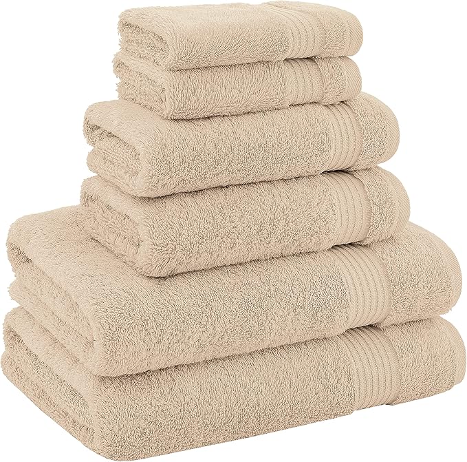 American Veteran 6 Piece Luxury Towel Set, 100% Cotton Turkish Towels