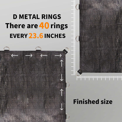 TARPAL Tarp 20x20 Feet Heavy Duty Tarps 14mil D-Ring Waterproof Tarp for Outdoors UV Protection Triangular Sewing Design Reinforced Corners and Edges（Black）