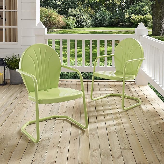 Crosley Furniture Griffith Outdoor Chair, Retro Metal Patio Chairs