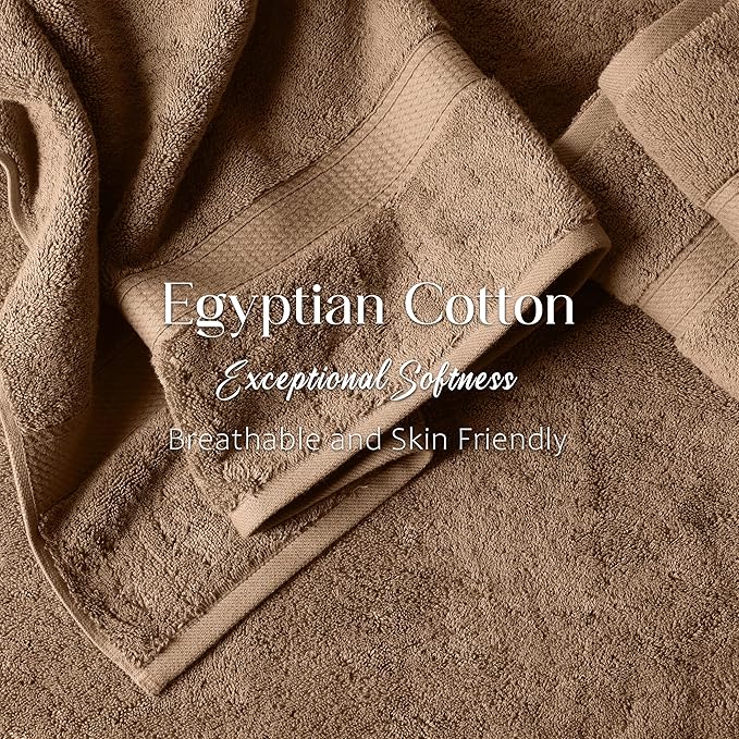 SUPERIOR Egyptian Cotton Pile Bath Towel Set of 2, Ultra Soft Luxury Towels