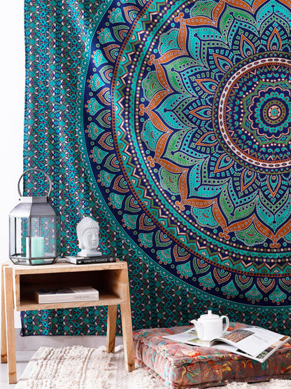 Popular Handicrafts Tapestry Wall Hanging Hippie Ombre Mandala Bohemian Hippy Intricate Indian Tapestries Bedspread Tarquoise