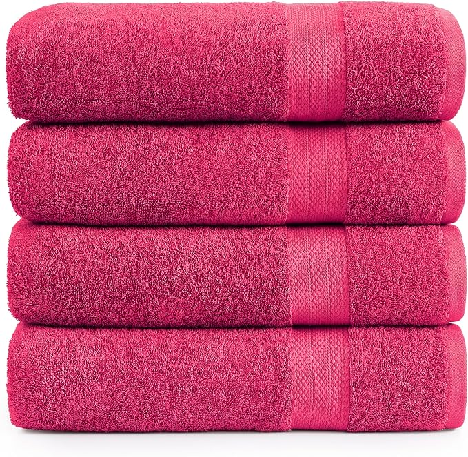 LANE LINEN Luxury 100% Ring Spun Cotton Large Bath Towels Set of 4