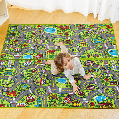 JOYIN 2 Pack Kids City Town Rug(150x80cm),Car Play Carpet,Road Rug for Toddlers,Pretend Play Gift for Kids,Educational Floor Mat for Bedroom & Playroom,Toy for Boys and Girls