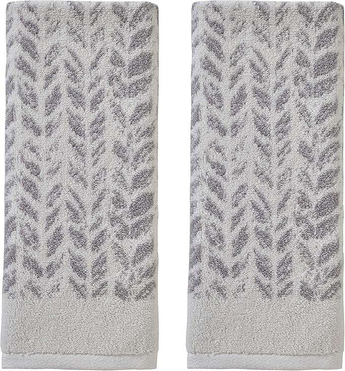 SKL Home Distressed Leaves 100% Turkish Cotton Premium 2-Piece Hand Towel Set
