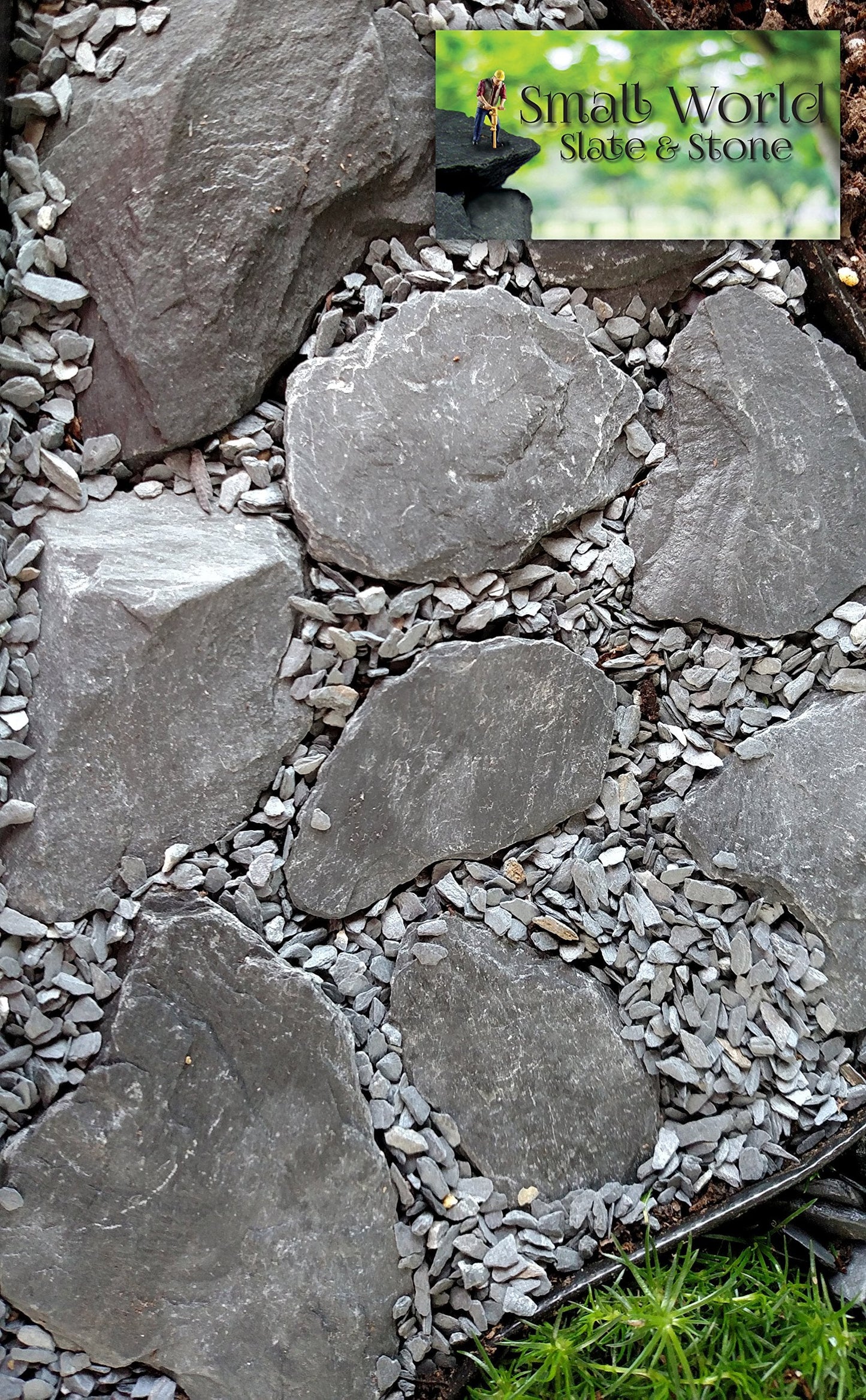 Natural Slate Stone 1 to 3 Inches - USA Sourced and Packaged for Aquascaping Aquariums, Terrariums, Paludariums, Reptile Enclosures, Wargaming, Models, Mosaic Art, Miniature Fairy Gardens (2lbs Grey)