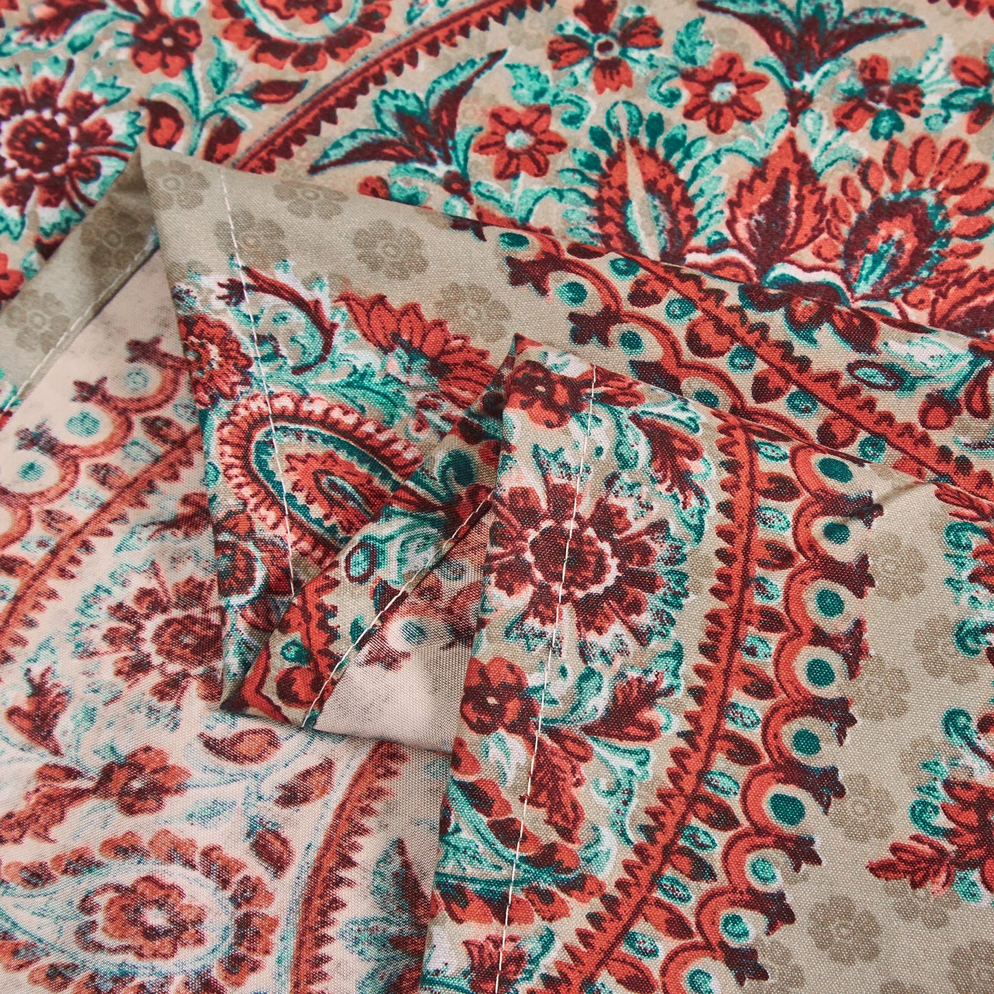 Tache Bohemian Mandala Fitted Sheet + Pillowcases - Retro Vintage Rustic Boho Chic Medallion Paisley Boteh 15-inch Deep Pocket Bed Sheet, 3 Piece Set, King