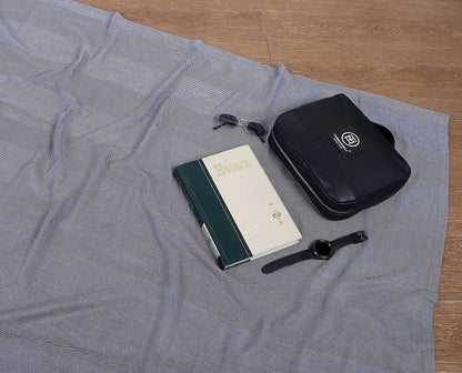 Threadmill Travel Blanket Cotton Viscose from Bamboo - Airplane Premium Soft Flight Grey Throw Blanket in Cloth Bag (Grey Color) Compact & Portable Blanket for Travel, Car, Picnic & Camping