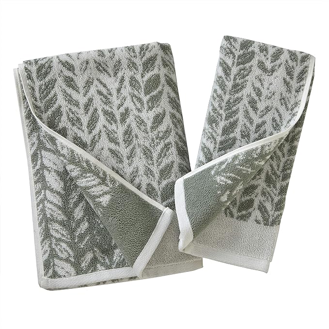 SKL Home Distressed Leaves 100% Turkish Cotton Premium 2-Piece Hand Towel Set