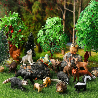 JOKFEICE Animal Figures for Kids, 16PCS Realistic Forest Animals Baby Figurines, Woodland Creatures Figurines, Educational Toys for Science Project Cake Party Decor