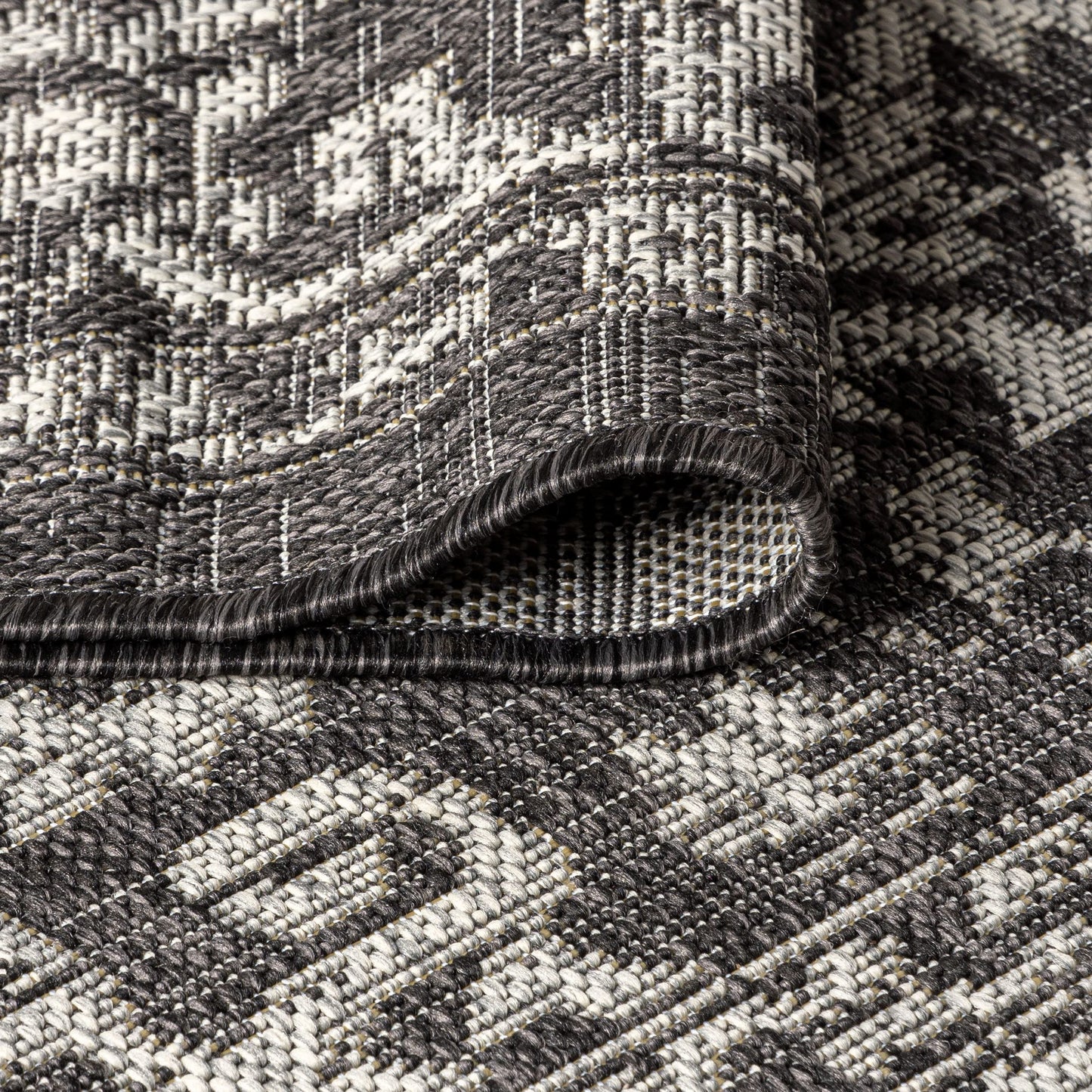 JONATHAN Y Boho Medallion Indoor Outdoor Area Rug 8X10 Black/Gray, Malta Textured Weave for Backyard, Patio, Porch, Easy-Cleaning, High Traffic, Pet-Friendly, Non-Shedding (SMB104C-8)
