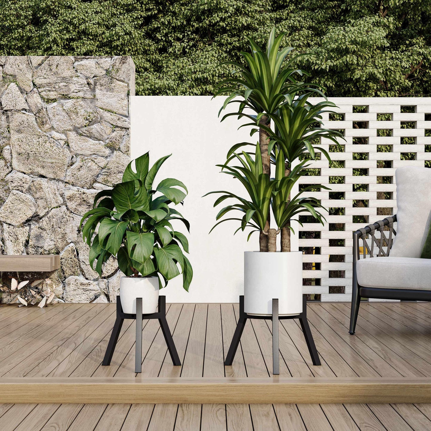 IRCPEN Adjustable Plant Stands Set of 2, Metal Small Plant Holder, Heavy Duty Stable Flower Holder Stand Rack for Various Pot Sizes Indoor Outdoor Corner Living Room Balcony Office Black PS-007BK-2