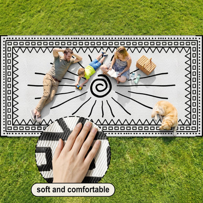 CircleRoad RV Outdoor Rug 9x18 Waterproof Patio Rug Mat with 4 Stakes UV Resistant Reverisble Plastic Straw Outdoor Rug with Carry Bag for RV Camping Picnic Beach