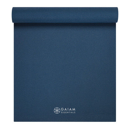 Gaiam Essentials 1/4" Thin (6mm) Yoga & Pilates, Fitness & Exercise Mat with Easy-Cinch Carrier Strap Cusion Support For Fitness and Gym Workouts