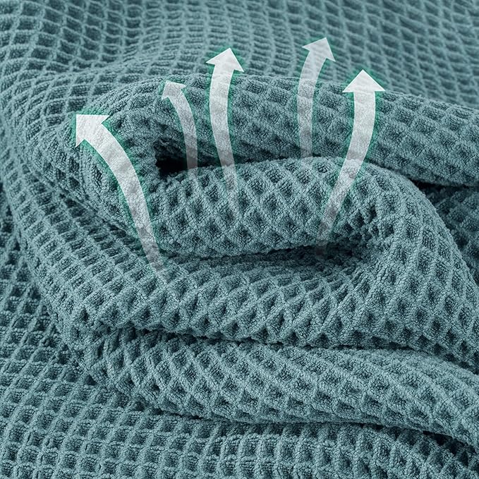 Microfiber Waffle Face Towels, 2 Pieces, Fast Drying, Lint Free 430 GSM